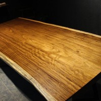 乌金木合金欢实木北欧美式工业风设计师办公桌书桌吧台无拼接家具